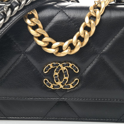 Chanel Goatskin Quilted Chanel 19 Wallet On Chain WOC Black 8 of 11