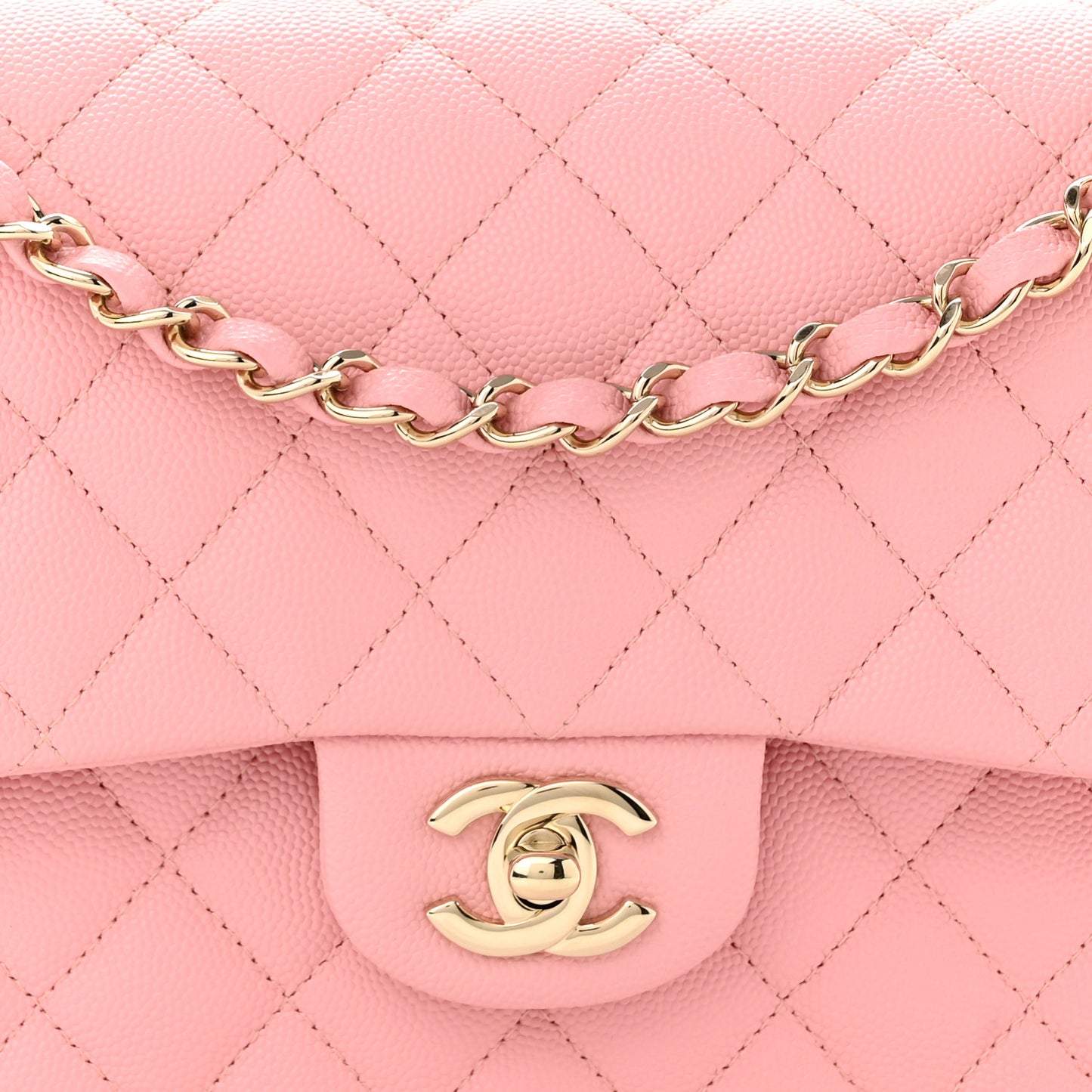 Caviar Quilted Medium Double Flap Pink