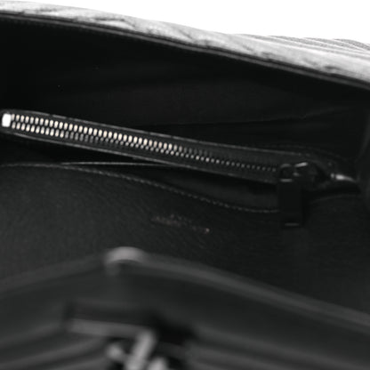 Saint Laurent Sheepskin Matelasse Chevron Monogram Monochrome Medium College Bag Black 5 of 11