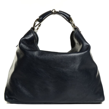 Gucci Calfskin Large Horsebit Chain Hobo Navy Blue 1 of 8