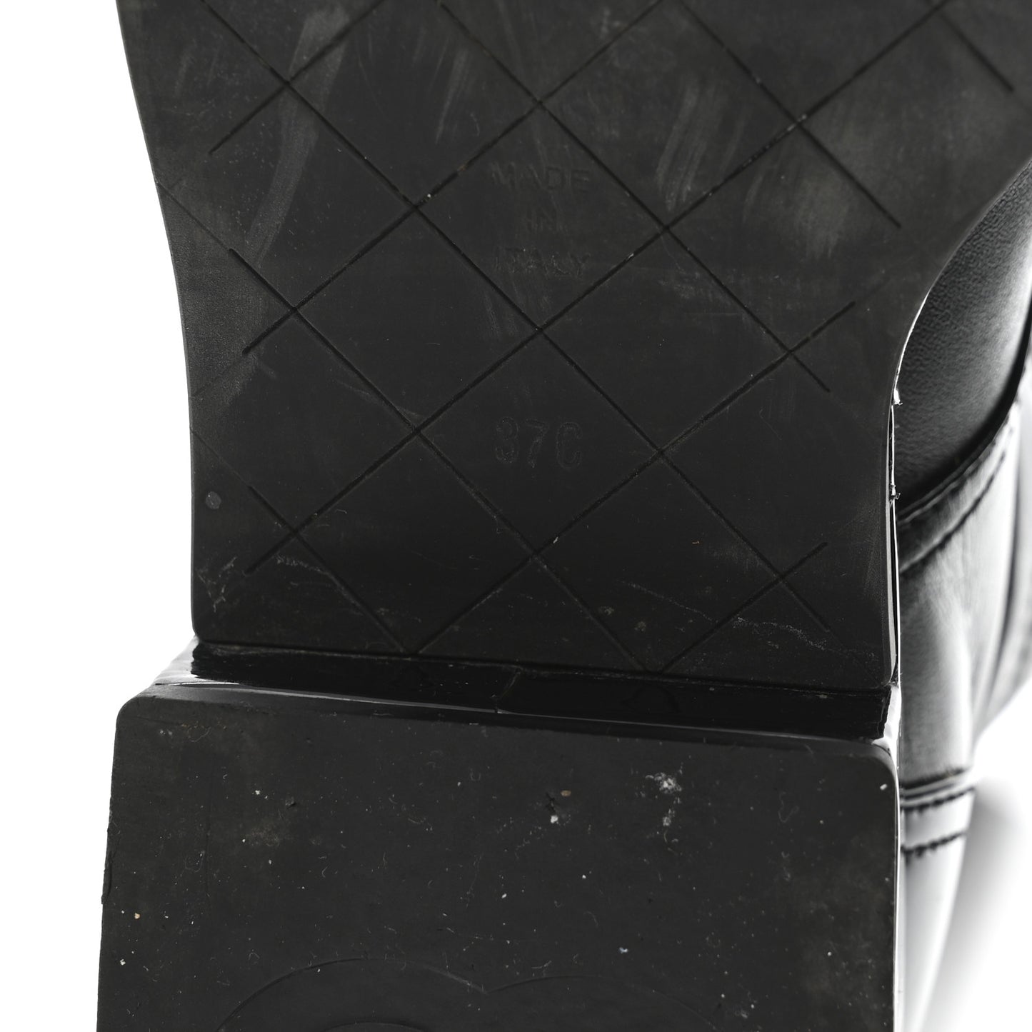 Lambskin Patent Calfskin Quilted CC Lace Up Combat Boots 37 Black