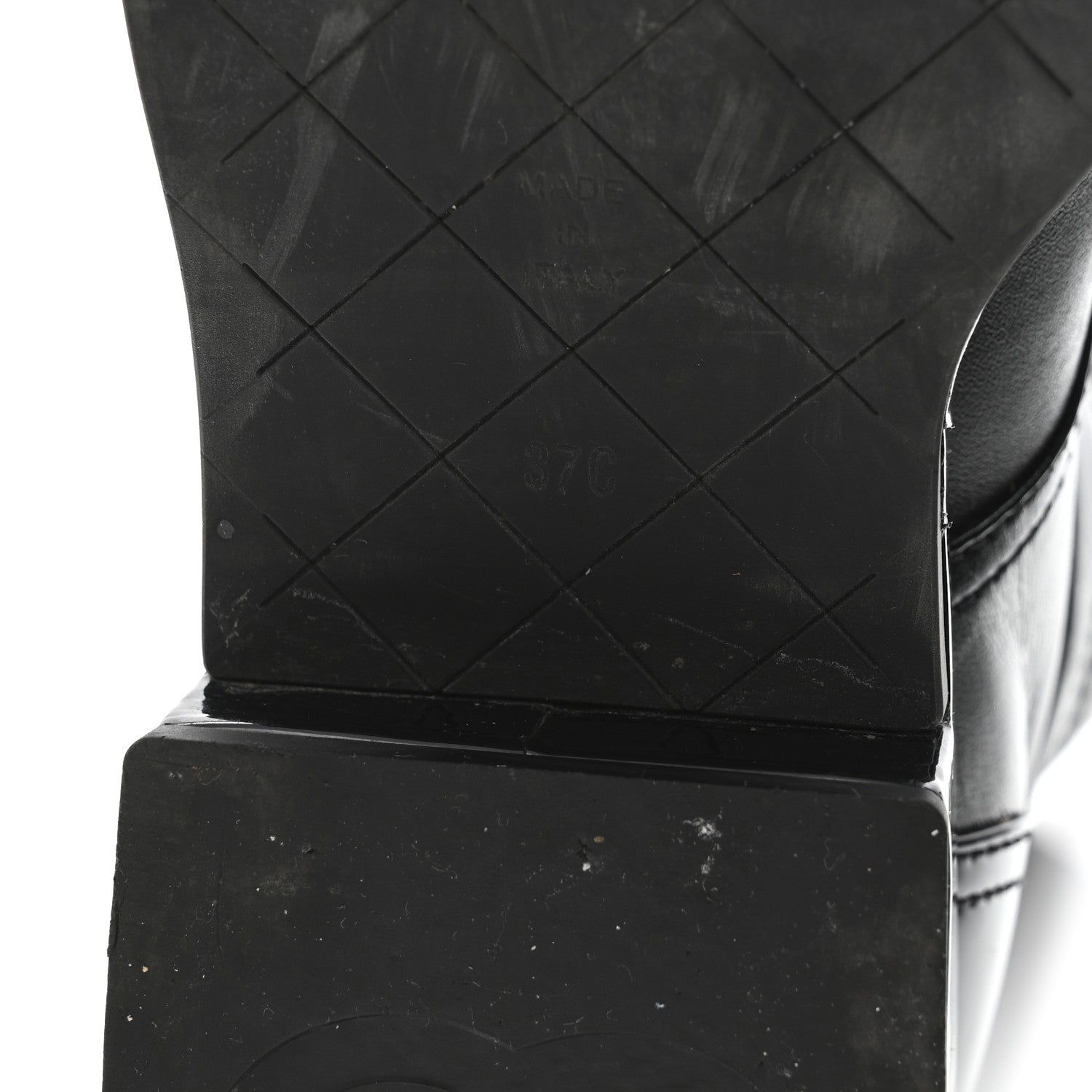 Chanel Lambskin Patent Calfskin Quilted CC Lace Up Combat Boots 37 Black 7 of 9