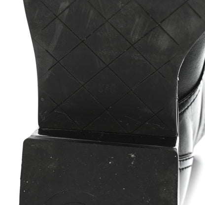 Chanel Lambskin Patent Calfskin Quilted CC Lace Up Combat Boots 37 Black 7 of 9