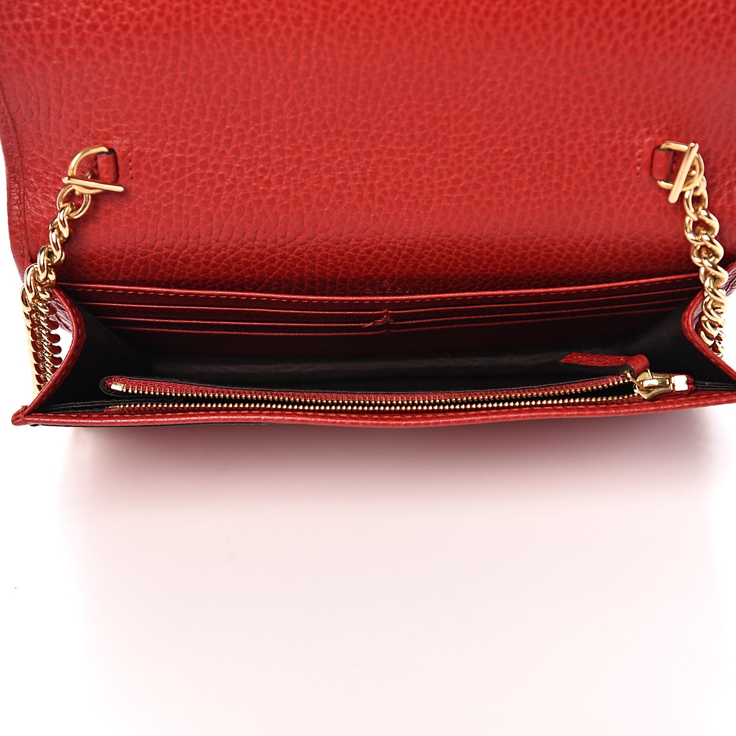 Gucci Dollar Calfskin Mini GG Marmont Chain Wallet Hibiscus Red 4 of 9