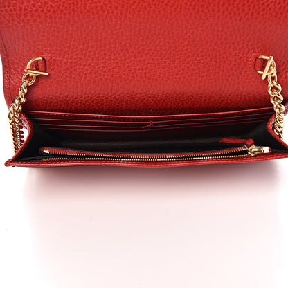 Gucci Dollar Calfskin Mini GG Marmont Chain Wallet Hibiscus Red 4 of 9