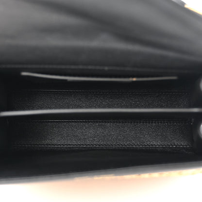 Saint Laurent Raffia Calfskin Mini Classic Monogram Cassandra Top Handle Black Natural 5 of 10
