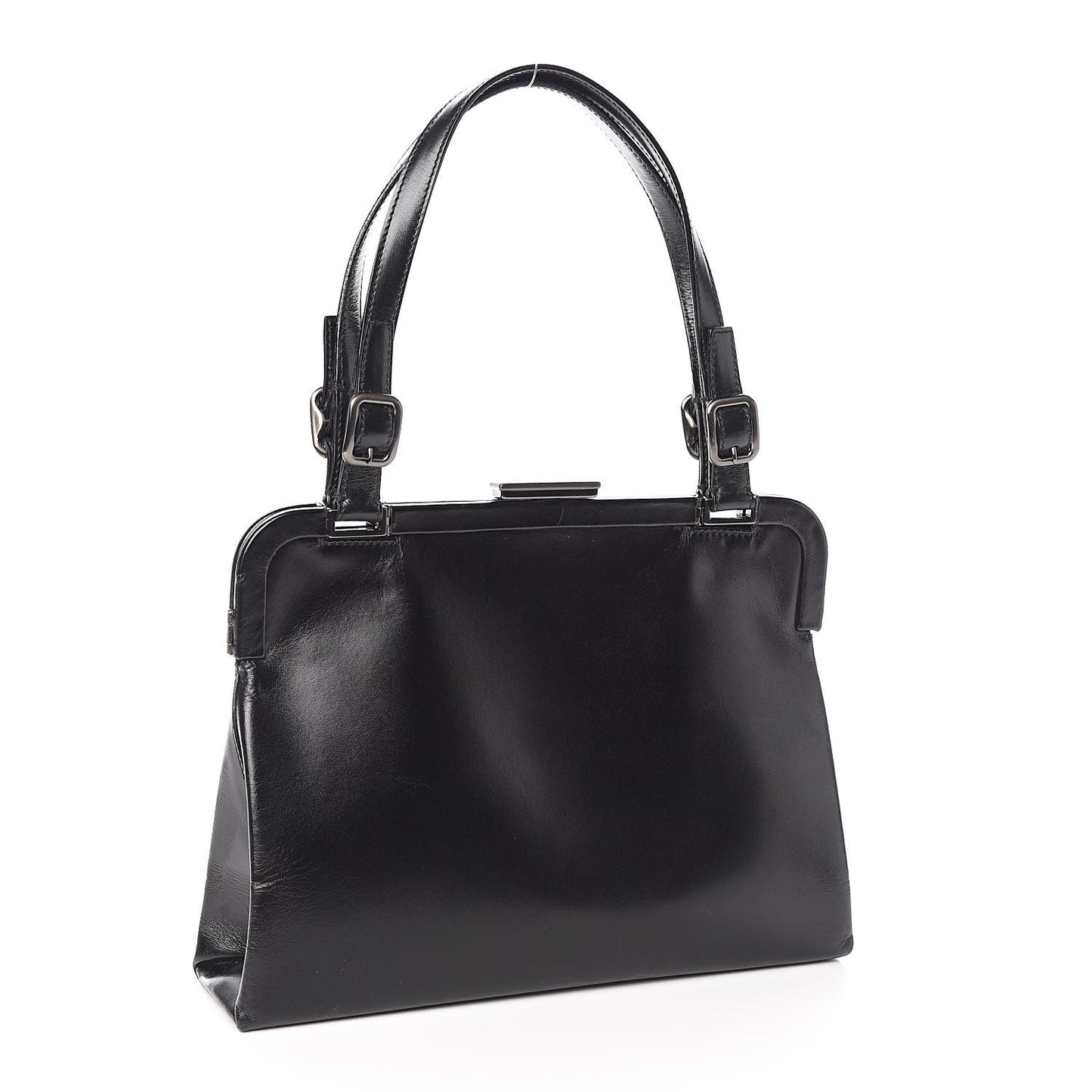 Calfskin Top Lock Bag Nero Black