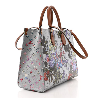 Louis Vuitton Metallic Monogram LV Garden OnTheGo MM Silver 3 of 10