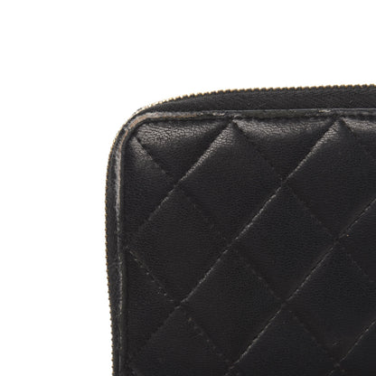 Chanel Lambskin Quilted Large Gusset Zip Around Wallet Black 14 of 15