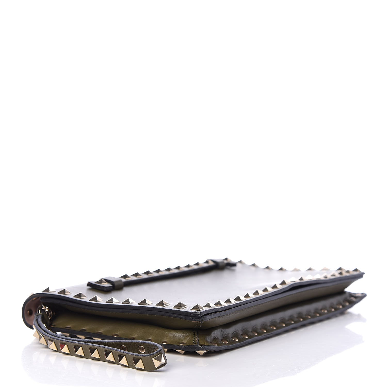 Valentino Garavani Nappa Rockstud Wristlet Clutch Army Green 4 of 12