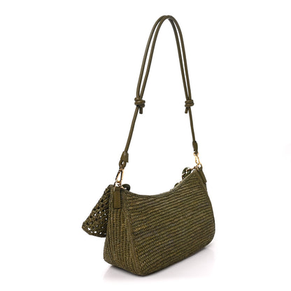 Loewe Raffia Calfskin Donut Chain Medium Ola Shoulder Bag Dark Khaki 3 of 9