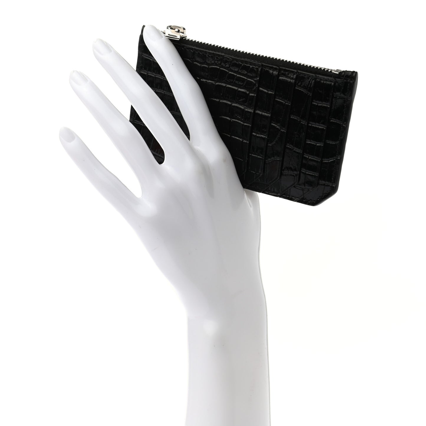 Calfskin Crocodile Embossed 5 Fragments Zip Pouch Card Holder