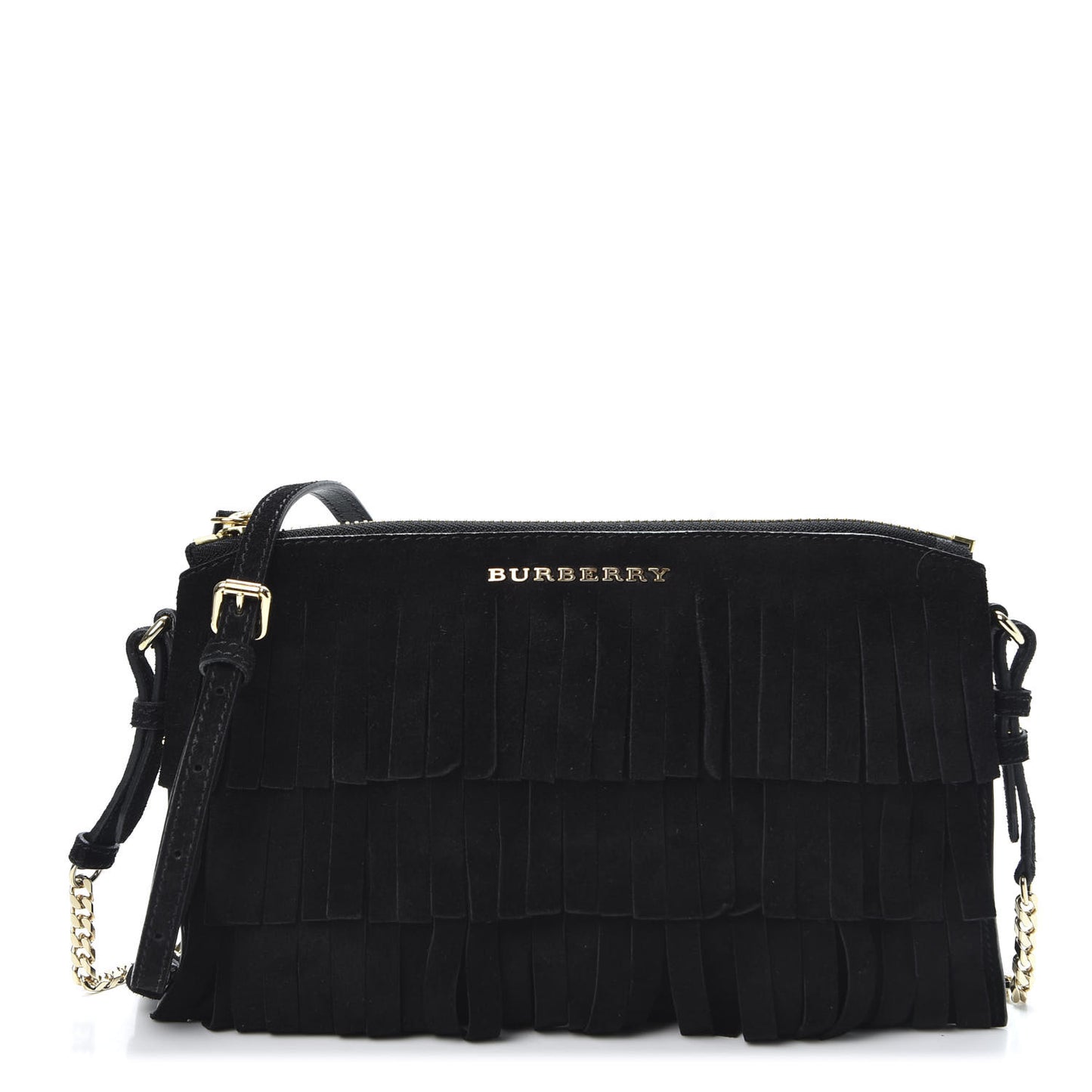 Suede Fringe Peyton Crossbody Clutch Bag Black