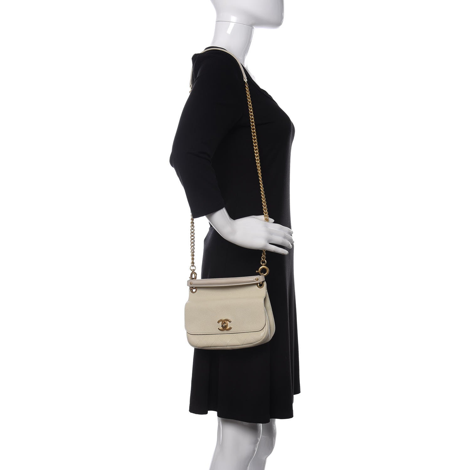 Chanel Caviar Stitched Top Handle Flap White 2 of 10