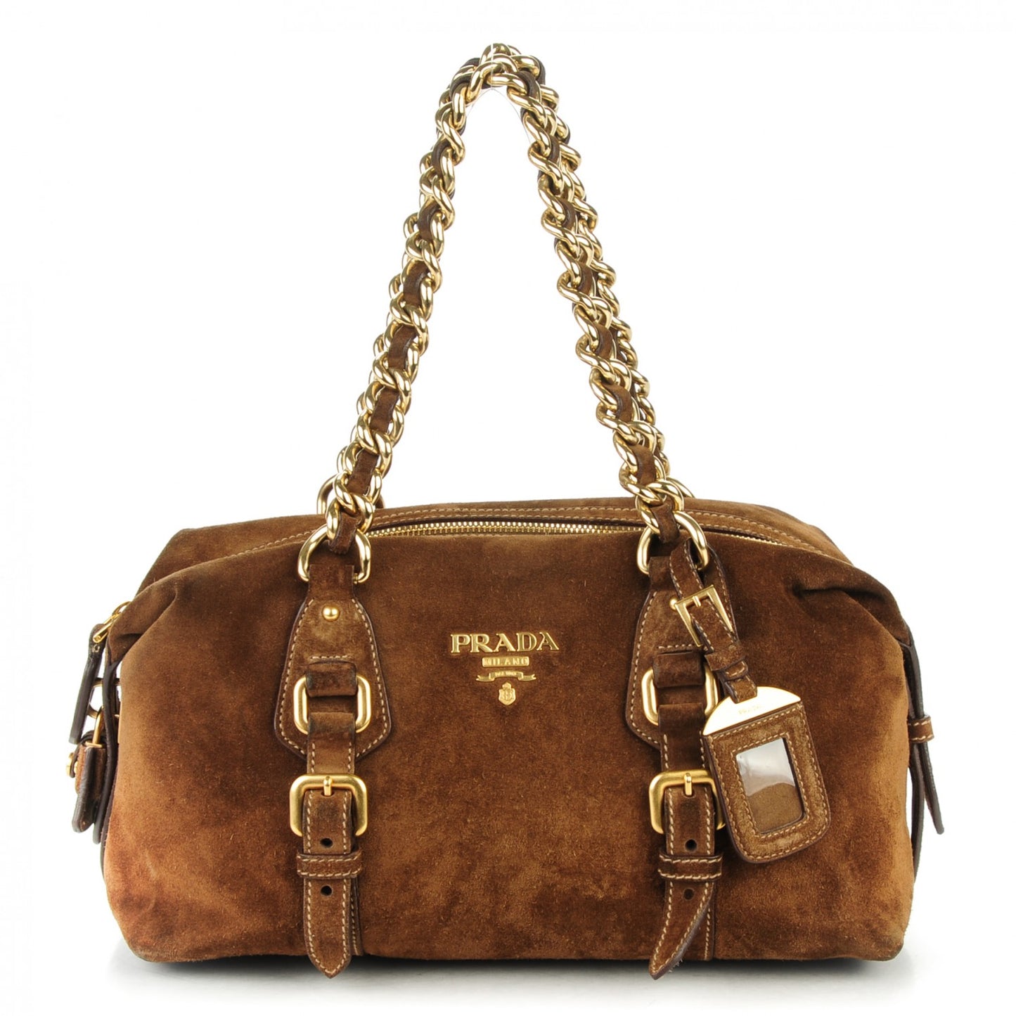 Suede Chain Satchel Brown