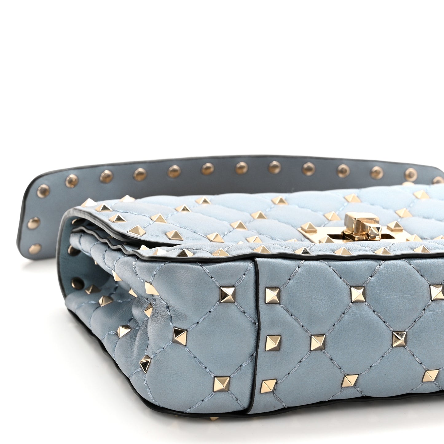 Nappa Small Rockstud Spike Shoulder Bag Aqua