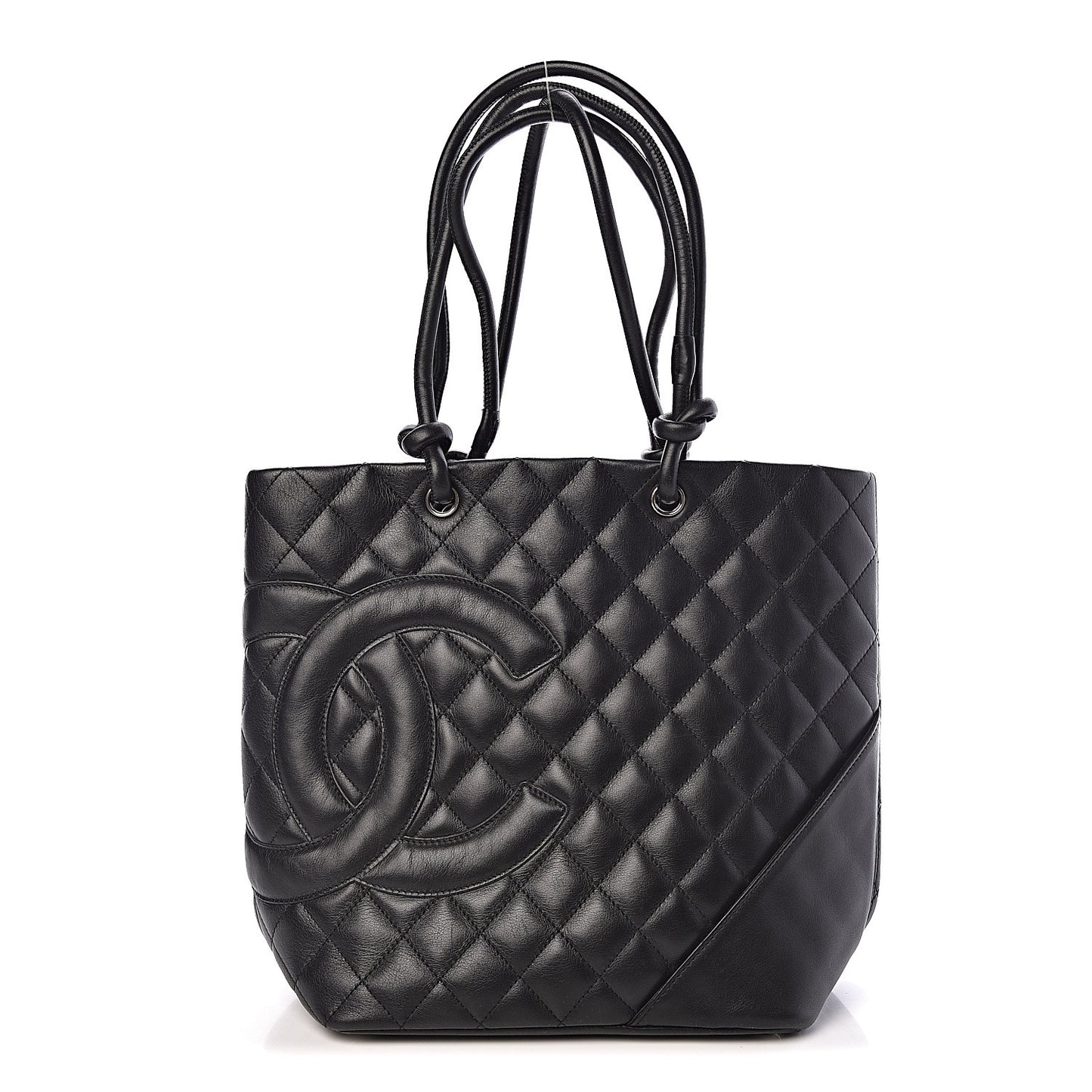 Calfskin Quilted Medium Cambon Tote Black