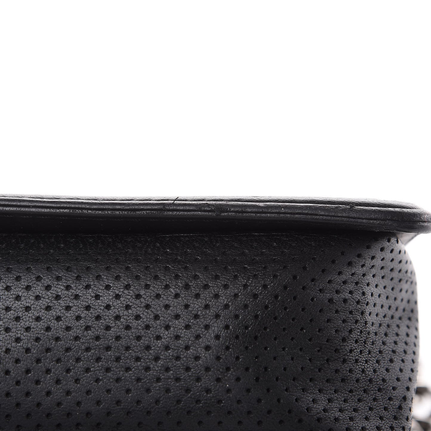 Perforated Lambskin Quilted New Medium Boy Flap Black