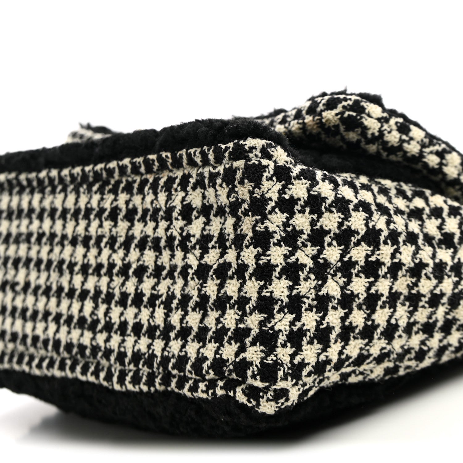 Chanel Shearling Sheepskin Tweed Quilted Single Flap Black 10 of 11