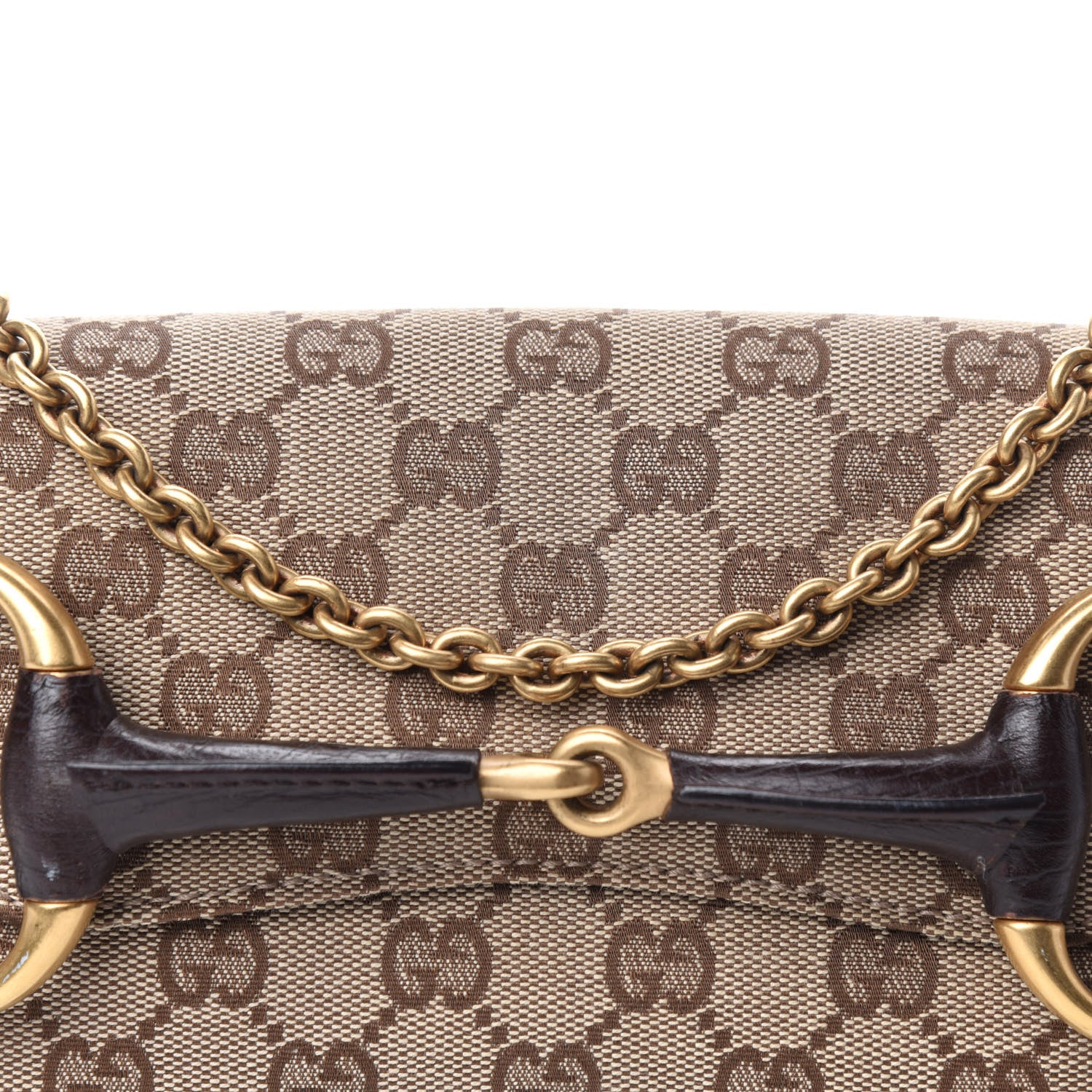 Gucci Monogram Horsebit Clutch Dark Brown 10 of 10