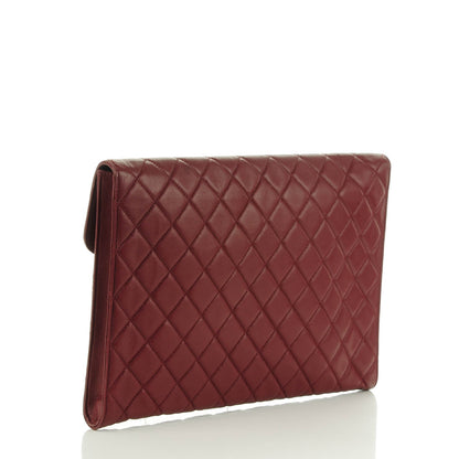 Chanel Calfskin Quilted Document Portfolio Holder Dark Red 3 of 7