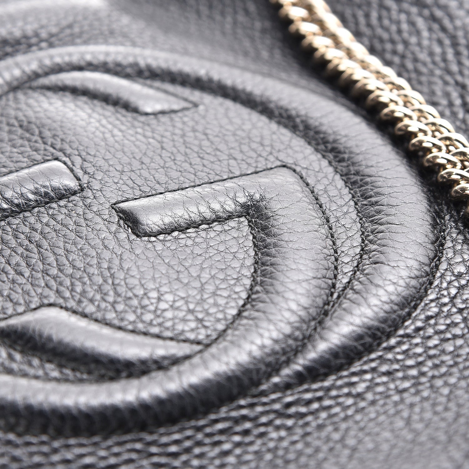 Gucci Pebbled Calfskin Medium Soho Chain Shoulder Bag Black 14 of 14