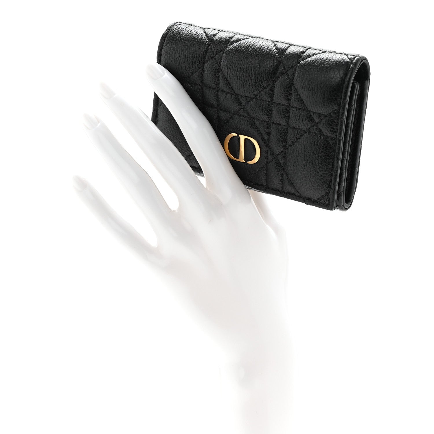 Christian Dior Supple Calfskin Cannage Caro Glycine Wallet Black 2 of 8