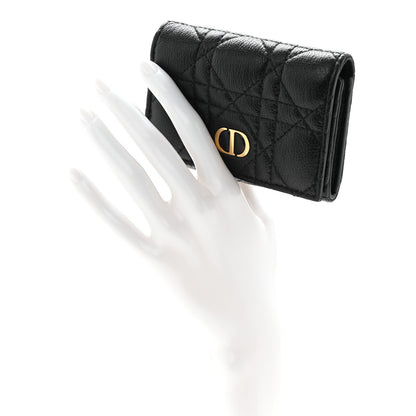 Christian Dior Supple Calfskin Cannage Caro Glycine Wallet Black 2 of 8