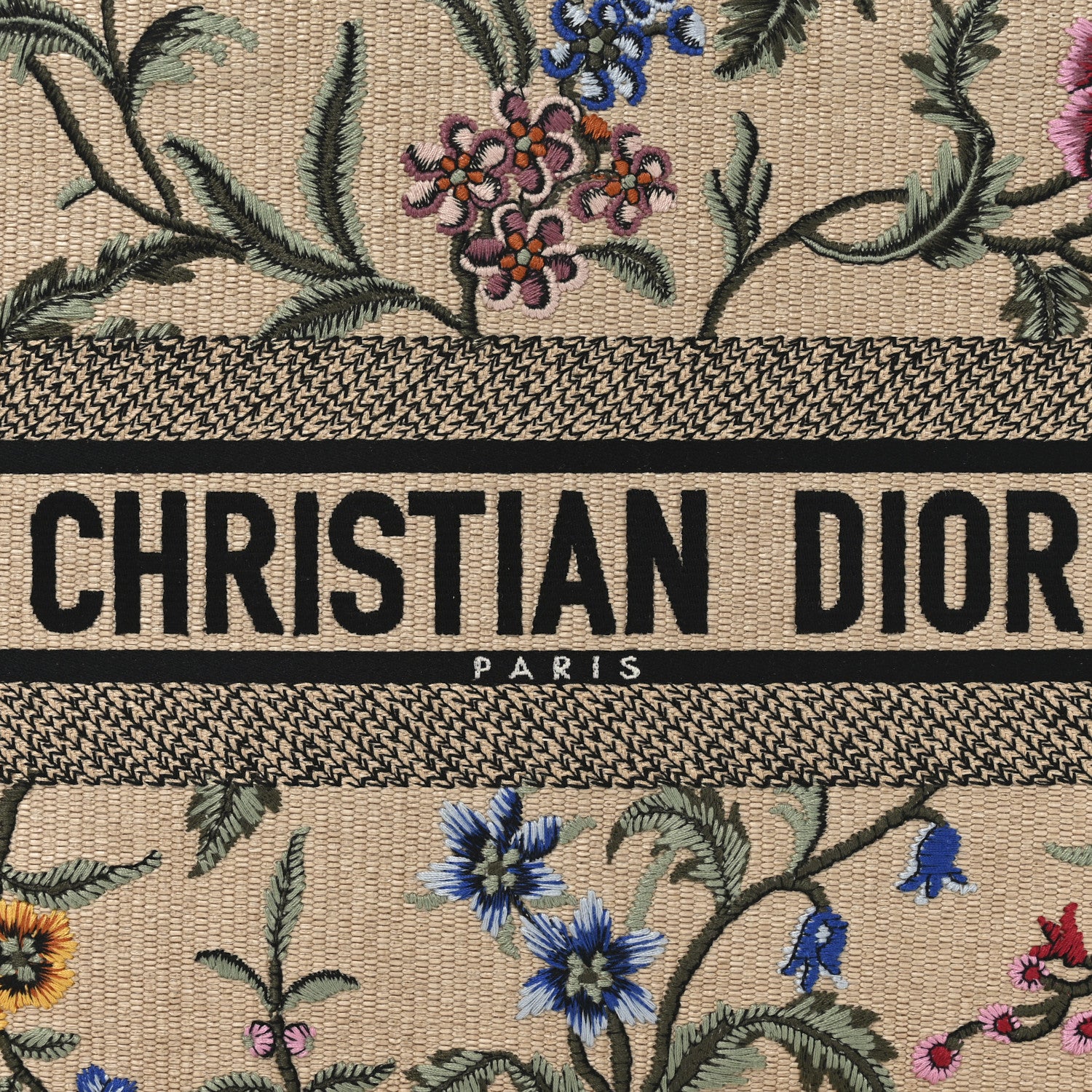 Christian Dior Raffia Embroidered Petites Fleurs Medium Book Tote Natural 8 of 10