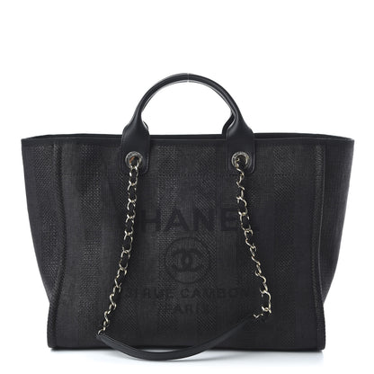 Chanel Mixed Fibers Calfskin Striped Medium Deauville Tote Black 1 of 12