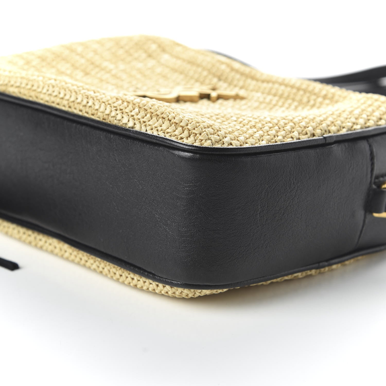 Saint Laurent Raffia Canvas Monogram Lou Camera Bag Beige Black 7 of 9