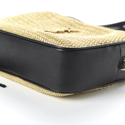 Saint Laurent Raffia Canvas Monogram Lou Camera Bag Beige Black 7 of 9