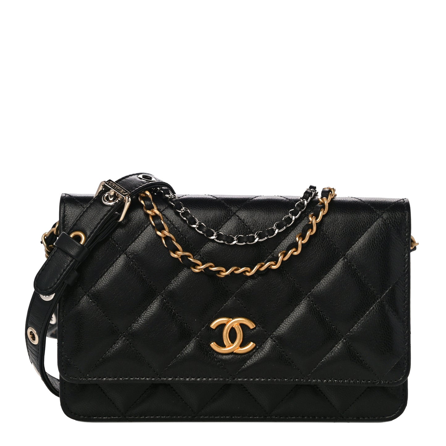Goatskin Quilted Quilted Like A Wallet Wallet On Chain WOC Black