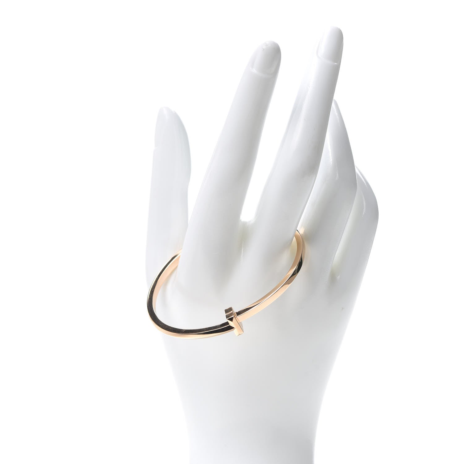 Tiffany 18K Rose Gold Narrow T T1 Hinged Bangle Bracelet 2 of 6