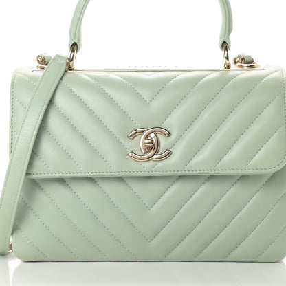 Chanel Lambskin Chevron Quilted Small Trendy CC Dual Handle Flap Bag Light Green 8 of 11