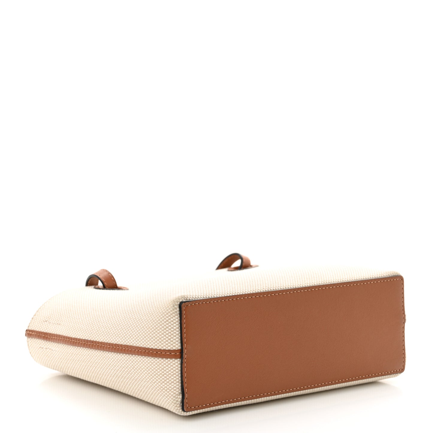 Canvas Calfskin Small Anagram Tote Ecru Tan
