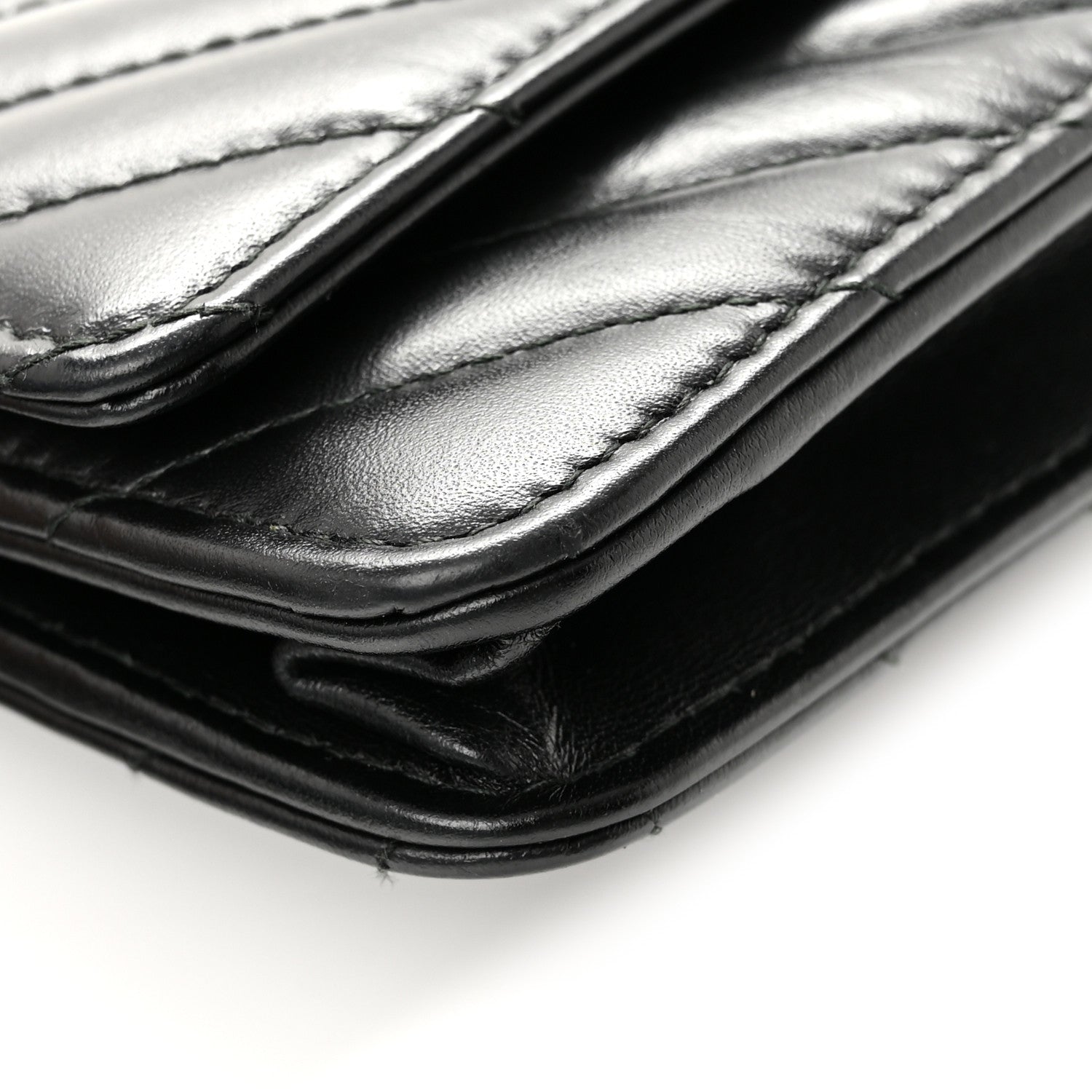 Chanel Aged Calfskin Chevron Quilted Reissue Wallet On Chain WOC So Black 13 of 14