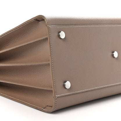 Saint Laurent Grained Calfskin Topstitch Small Classic Sac De Jour Taupe 9 of 12