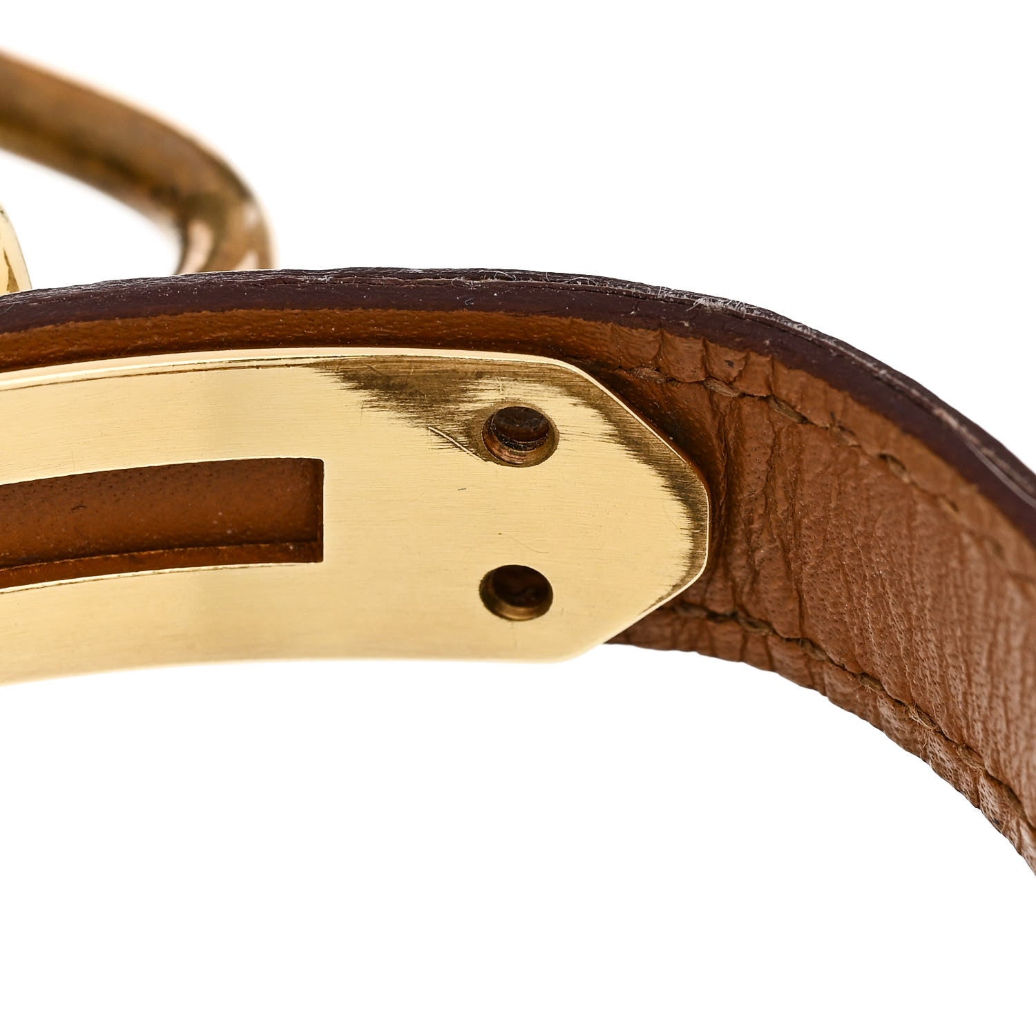 Hermes Stainless Steel Ostrich 20mm Kelly Cadena Quartz Watch Gold 6 of 7