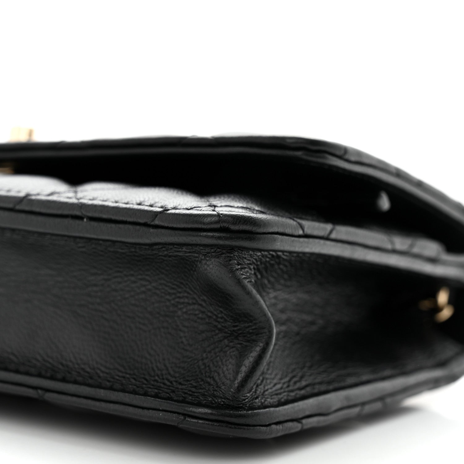 Chanel Lambskin Enamel Quilted Pearl Crush Wallet On Chain WOC Black 11 of 15