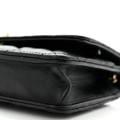 Chanel Lambskin Enamel Quilted Pearl Crush Wallet On Chain WOC Black 11 of 15