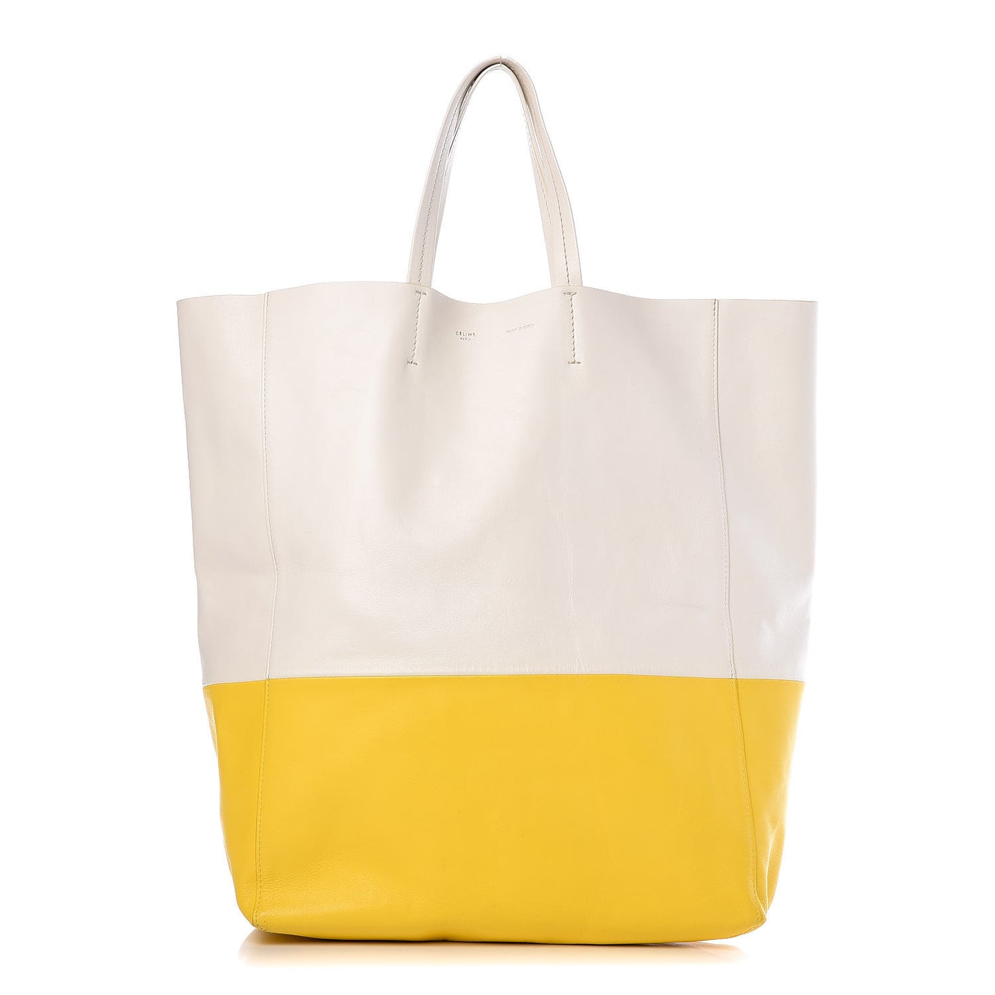 Lambskin Vertical Bi-Cabas White Sun Yellow