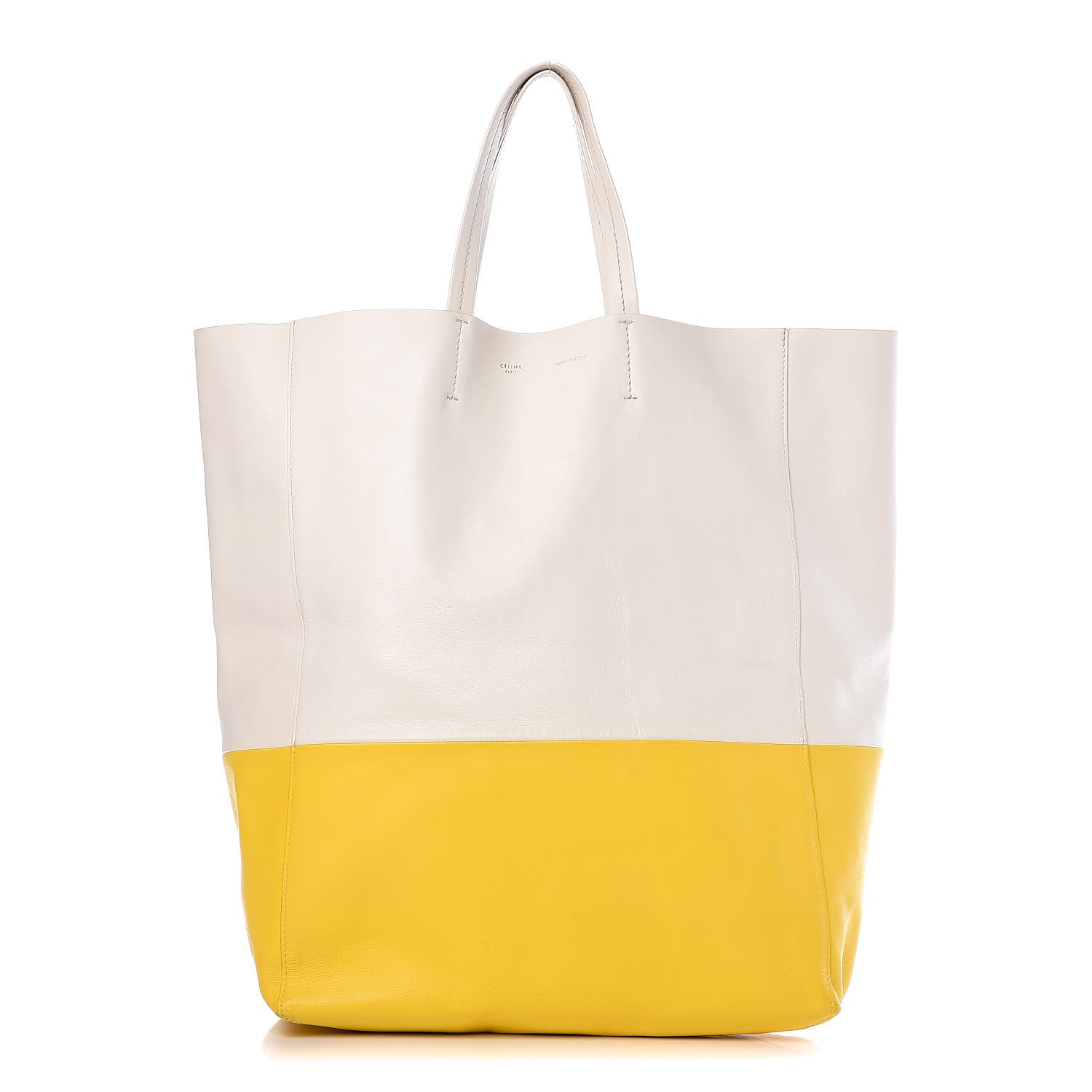 Celine Lambskin Vertical Bi-Cabas White Sun Yellow 1 of 14