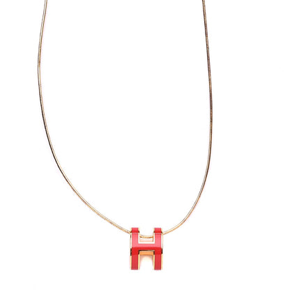 Hermes Lacquered Gold Pop H Pendant Necklace Corail 1 of 7