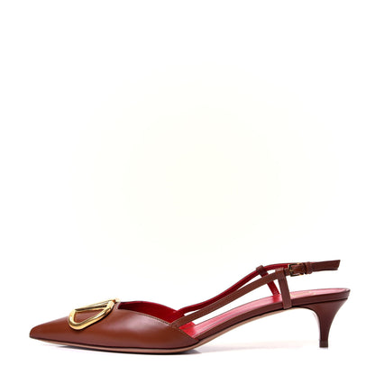 Valentino Garavani Calfskin Vlogo Slingback 40mm Pumps 39.5 Gingerbread 1 of 9