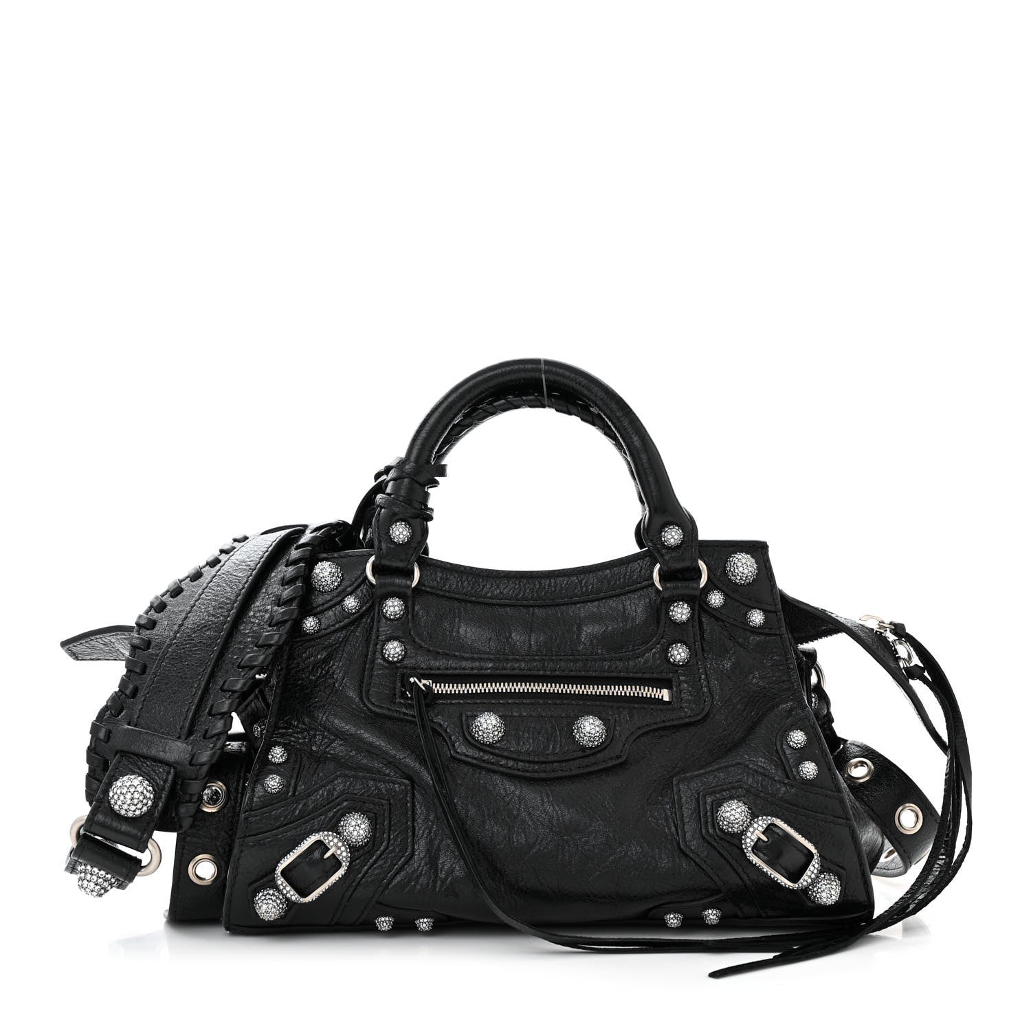 Balenciaga Agneau Arena Crystal Neo Cagole Handbag XS Black 1 of 11