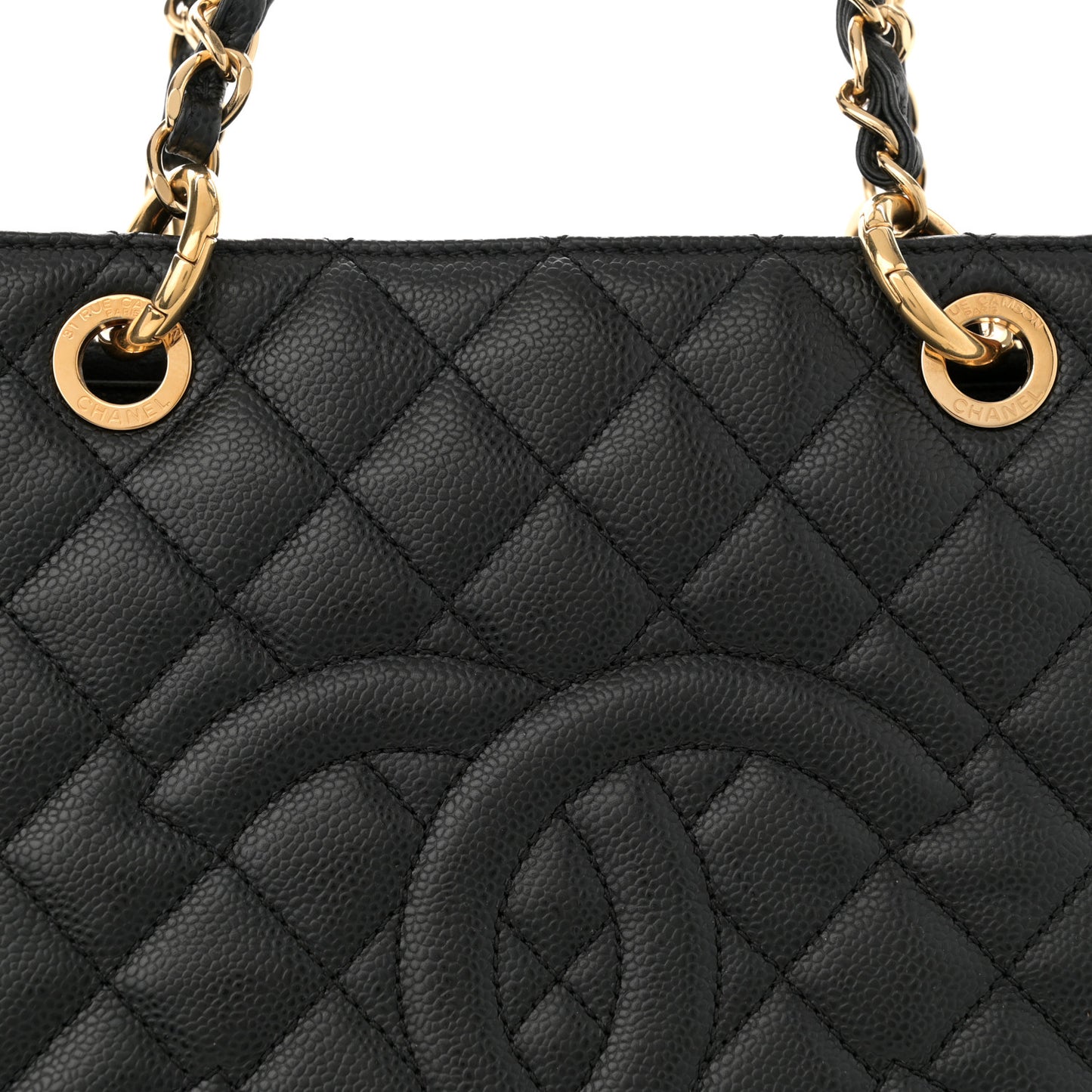 Caviar Quilted Grand Shopping Tote GST Black