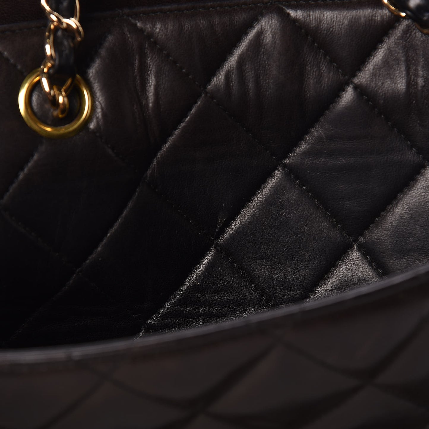 Lambskin Quilted Shopping Tote Black