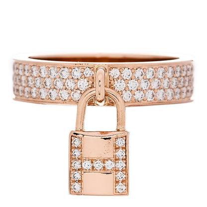Hermes 18K Rose Gold Diamond MM Kelly Clochette Ring 49 5 1 of 6