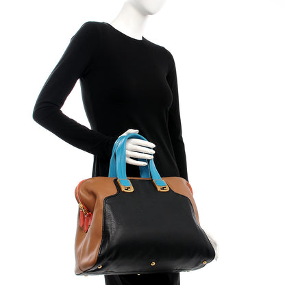 Fendi Capra Vitello Saddle Colorblock Large Chameleon Tote Biscotto 2 of 7